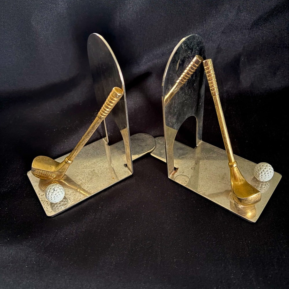 RARE vintage Golf Club & ball book ends